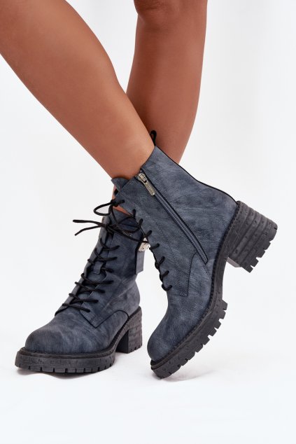 Kožené dámské workery na klínu s ozdobným detailem Artiker 57C0212 modré (Veľkosť 36)