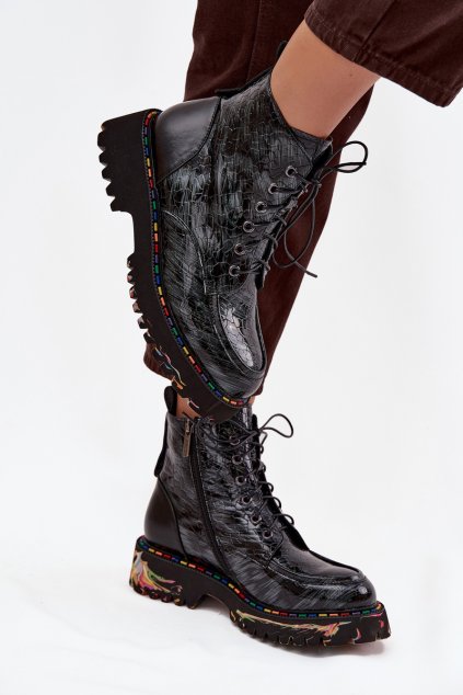 Kožené Lakované Dámské Kotníkové Boty Artiker 57C0065 Šedé (Veľkosť 36)