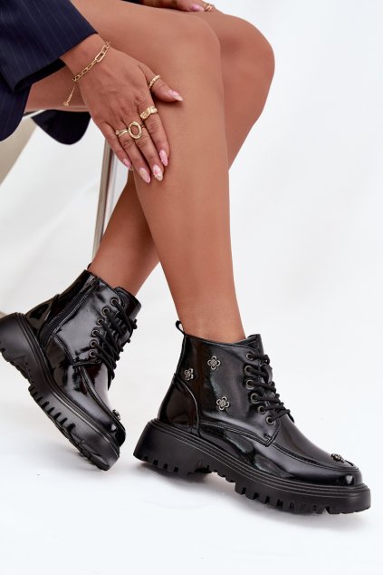 Kožené zateplené dámské boty s ozdobami Artiker 57C0345 Černé (Veľkosť 36)