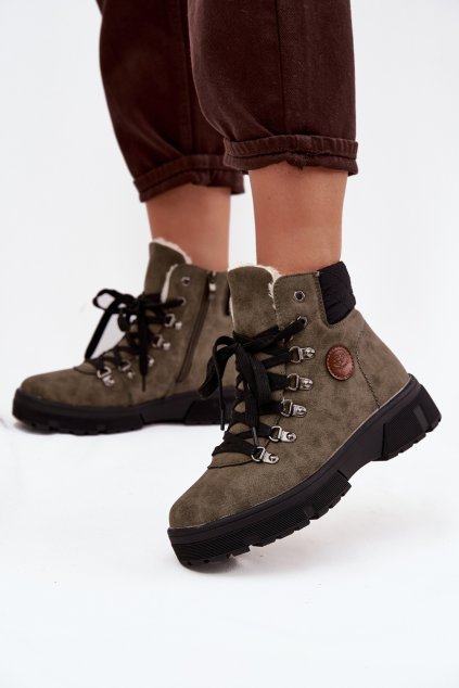 Zateplené dámské trapery na platformě tmavě zelené Zaraine (Veľkosť 36)