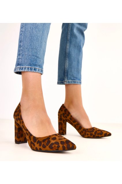 Dámske topánky lodičky hnedé kód AH-10 - GM AH-10 LEOPARD 38 - GM (Veľkosť 38)