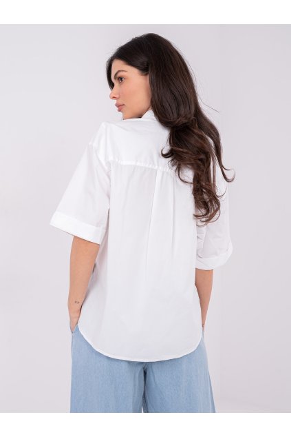 Dámska blúzka over size biela D70089M11339A (Farba Biela, Veľkosť XS)