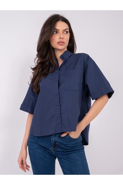 Dámska blúzka over size granatovo-modrá D70089M11339A (Farba Granatovo-modrá, Veľkosť L)