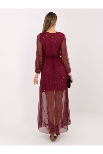 Dámske bordove šaty večerné kód produktu IT-SK-21807.22 (Farba Bordová, Veľkosť ONE SIZE)