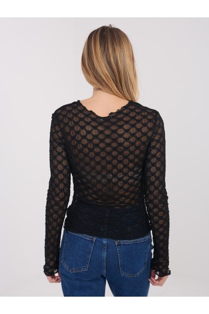 Dámska blúzka s čipkou čierna PM-BZ-SF127.75 (Farba Čierna, Veľkosť ONE SIZE)
