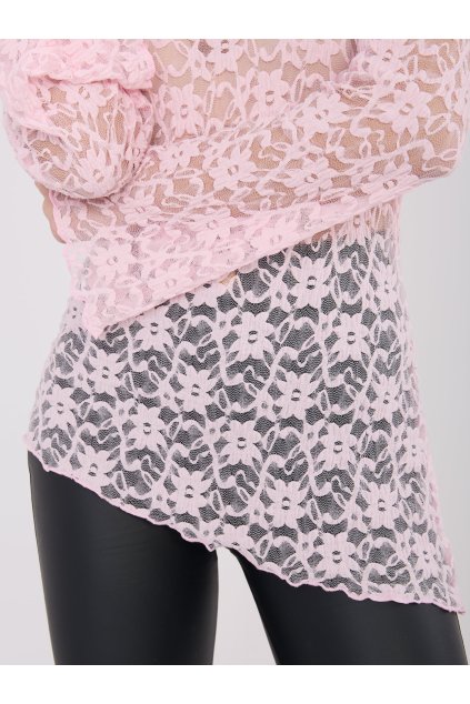 Dámska blúzka s čipkou svetlo-ružová PM-BZ-SF128.50 (Farba Svetlo-ružová, Veľkosť ONE SIZE)