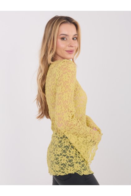 Dámska blúzka s čipkou limetková-zelená PM-BZ-SF128.50 (Farba Limetková-zelená, Veľkosť ONE SIZE)