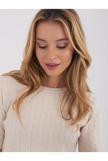 Dámsky sveter farba Svetlo-béžová kód PM-SW-B-613.09 (Farba Svetlo-béžová, Veľkosť ONE SIZE)