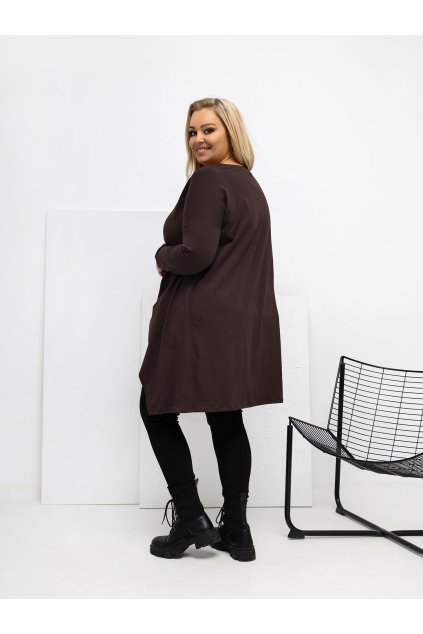 Dámska blúzka plus size tmavo-hnedá RV-BZ-7054-1.06 (Farba Tmavo-hnedá, Veľkosť ONE SIZE)