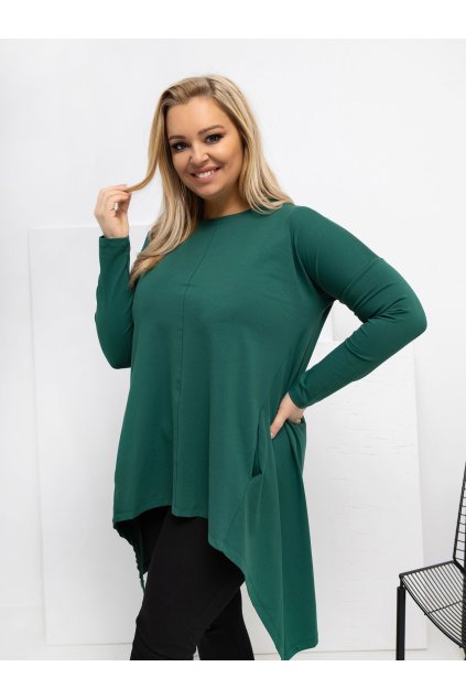 Dámska blúzka plus size tmavo-zelená RV-BZ-7054-1.06 (Farba Tmavo-zelená, Veľkosť ONE SIZE)