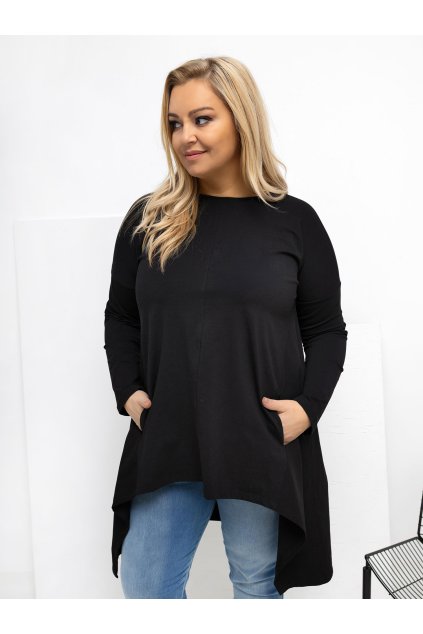 Dámska blúzka plus size čierna RV-BZ-7054-1.06 (Farba Čierna, Veľkosť ONE SIZE)