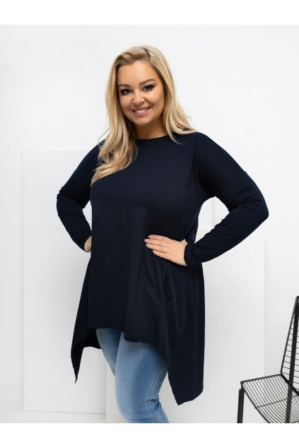 Dámska blúzka plus size granatovo-modrá RV-BZ-7054-1.06 (Farba Granatovo-modrá, Veľkosť ONE SIZE)