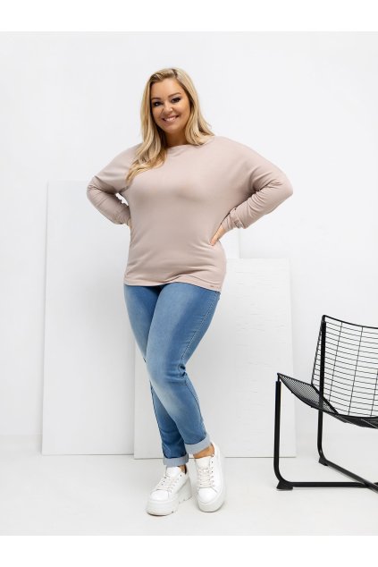 Dámska blúzka plus size béžová RV-BZ-A-163.09 (Farba Béžová, Veľkosť ONE SIZE)