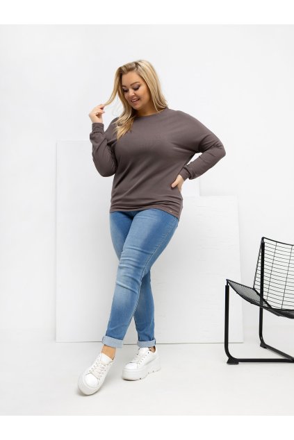 Dámska blúzka plus size hnedá RV-BZ-A-163.09 (Farba Hnedá, Veľkosť ONE SIZE)