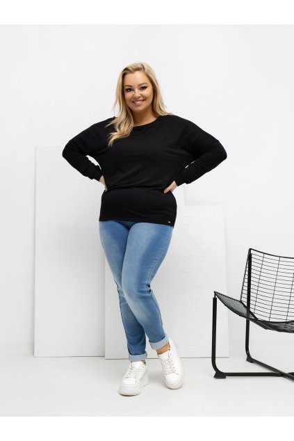 Dámska blúzka plus size čierna RV-BZ-A-163.09 (Farba Čierna, Veľkosť ONE SIZE)