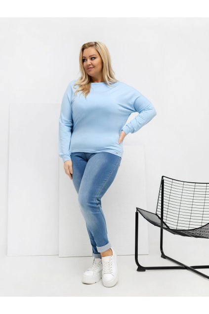 Dámska blúzka plus size svetlo-modrá RV-BZ-A-163.09 (Farba Svetlo-modrá, Veľkosť ONE SIZE)
