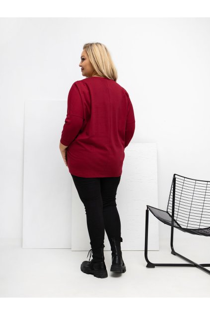 Dámska blúzka plus size bordová RV-BZ-A1075.96 (Farba Bordová, Veľkosť ONE SIZE)