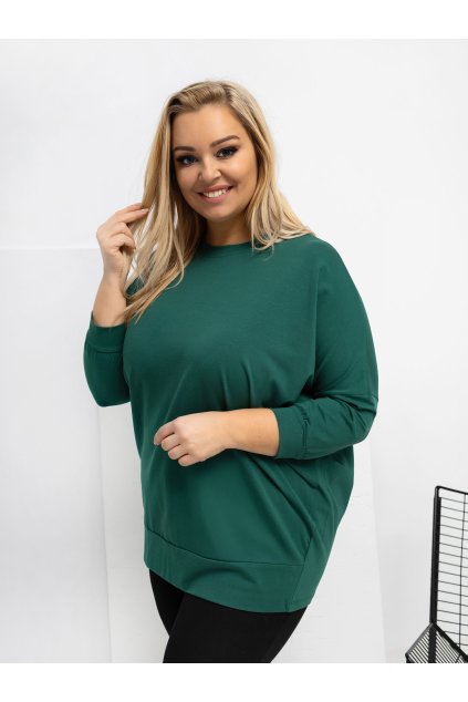 Dámska blúzka plus size tmavo-zelená RV-BZ-A1075.96 (Farba Tmavo-zelená, Veľkosť ONE SIZE)