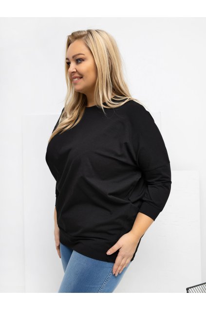Dámska blúzka plus size čierna RV-BZ-A1075.96 (Farba Čierna, Veľkosť ONE SIZE)