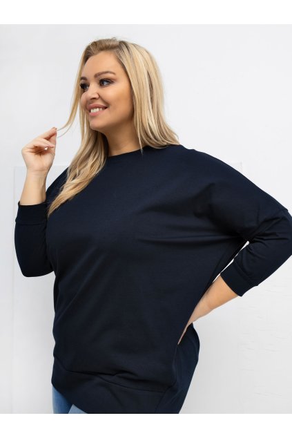 Dámska blúzka plus size granatovo-modrá RV-BZ-A1075.96 (Farba Granatovo-modrá, Veľkosť ONE SIZE)