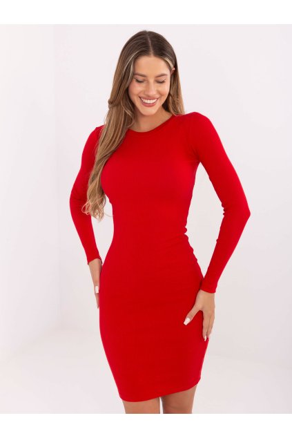 Dámske červene šaty vypasované kód produktu RV-SK-5131.18P (Farba Červená, Veľkosť L)