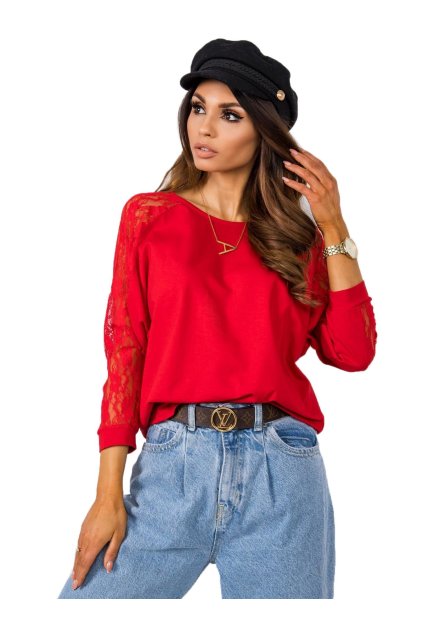 Dámska blúzka s čipkou červená TP-BZ-5476.55 (Farba Červená, Veľkosť S)