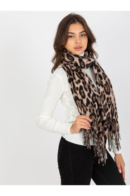 Dámsky šál farba čierno-béžová Fact - naj AT-SZ-1-892.39P (Farba Čierno-béžová, Veľkosť ONE SIZE)