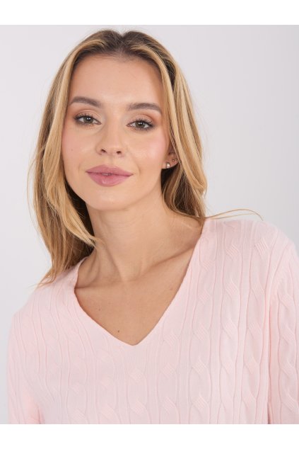 Dámsky sveter farba Svetlo-ružová kód PM-SW-B-615.18 (Farba Svetlo-ružová, Veľkosť ONE SIZE)