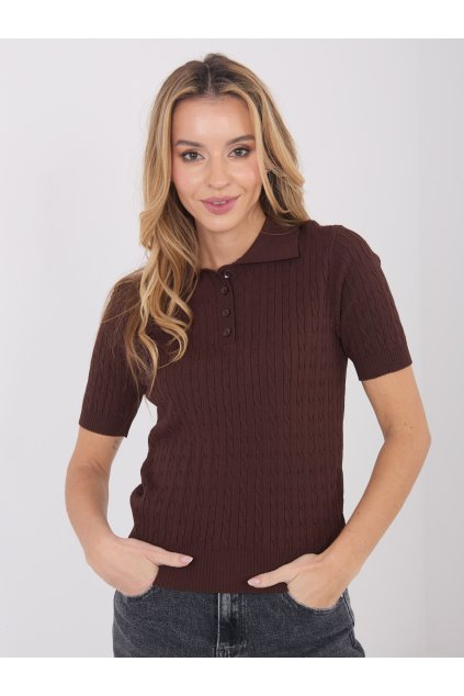 Dámsky sveter farba Tmavo-hnedá kód PM-SW-CV6679.32 (Farba Tmavo-hnedá, Veľkosť ONE SIZE)