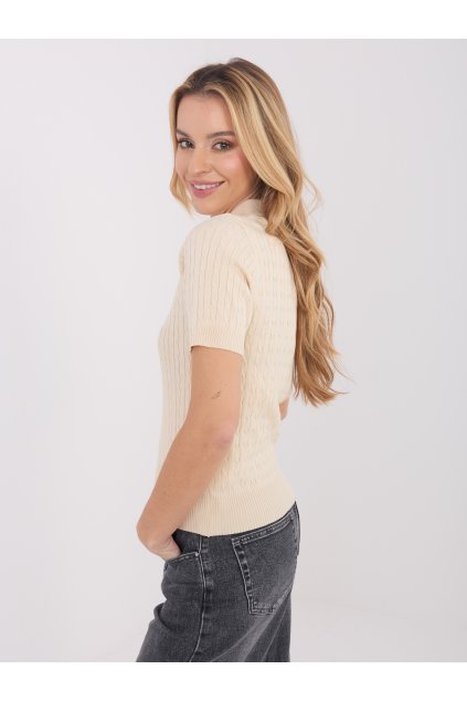 Dámsky sveter farba Svetlo-béžová kód PM-SW-CV6679.32 (Farba Svetlo-béžová, Veľkosť ONE SIZE)
