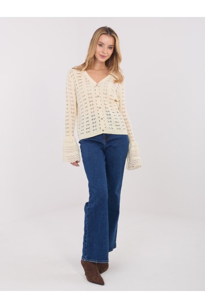 Dámsky sveter farba Svetlo-béžová kód PM-SW-SF118.86 (Farba Svetlo-béžová, Veľkosť ONE SIZE)
