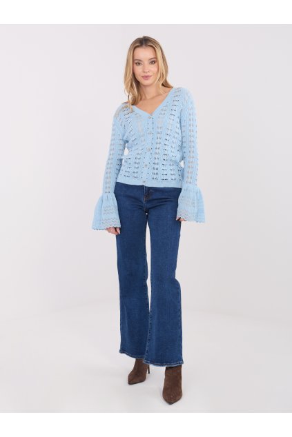 Dámsky sveter farba Svetlo-modrá kód PM-SW-SF118.86 (Farba Svetlo-modrá, Veľkosť ONE SIZE)
