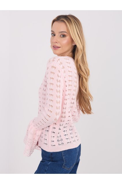 Dámsky sveter farba Svetlo-ružová kód PM-SW-SF118.86 (Farba Svetlo-ružová, Veľkosť ONE SIZE)