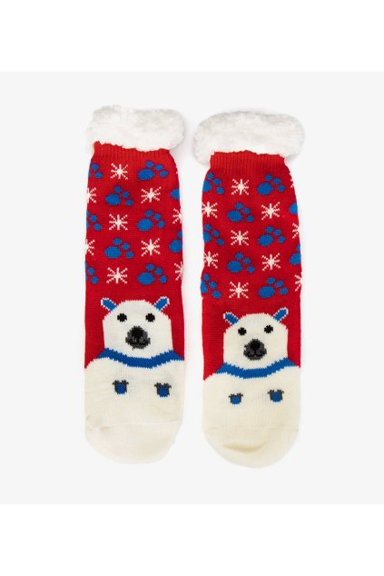 Červené zateplené ponožky s medveďom Lima 065 RED BEAR 39-42 - GM (Veľkosť 35-38)