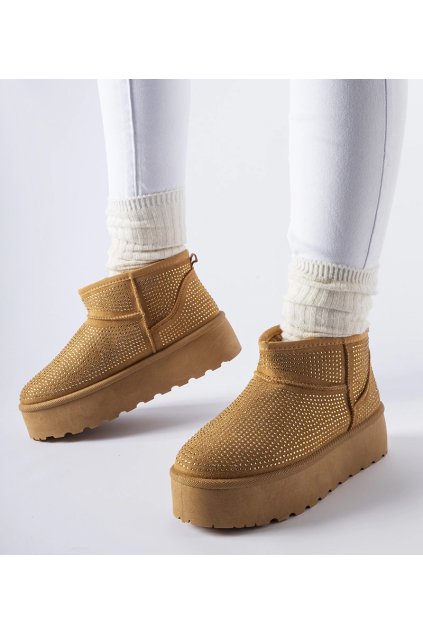 Hnedé snehule so zirkónmi Sonora LX23-002 CAMEL 38 - GM (Veľkosť 40)