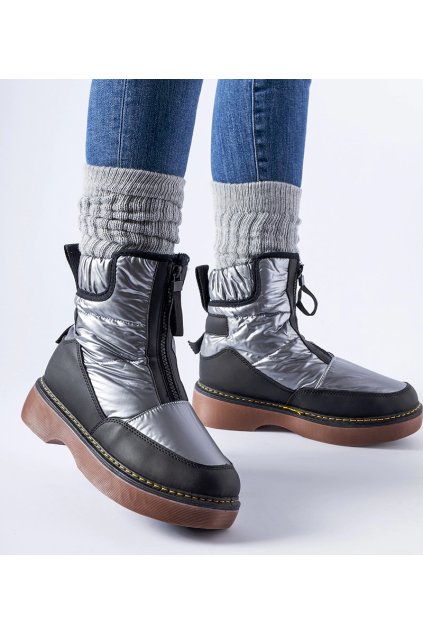 Sivé tepané snehule na zips Callisto HB088-3 GREY 38 - GM (Veľkosť 38)