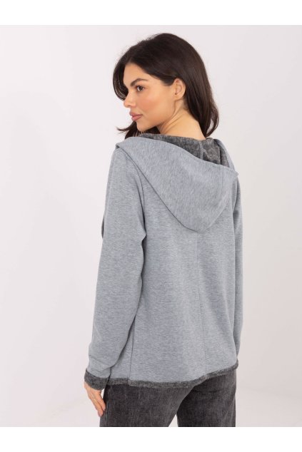 Dámska sivá športová mikina s kapucňou D68450M01066D3 (Farba Sivá, Veľkosť L)