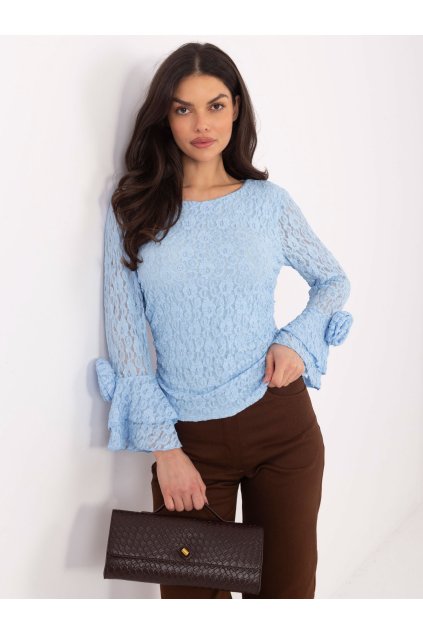 Dámska blúzka s čipkou svetlo-modrá IT-BZ-22122.85 (Farba Svetlo-modrá, Veľkosť ONE SIZE)