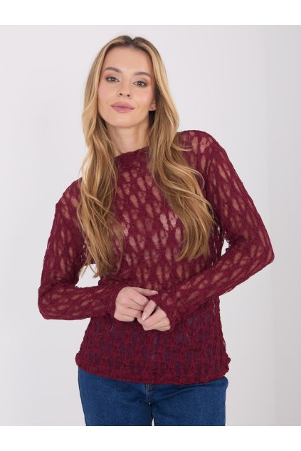 Dámska blúzka s čipkou bordová IT-BZ-9962.98 (Farba Bordová, Veľkosť ONE SIZE)