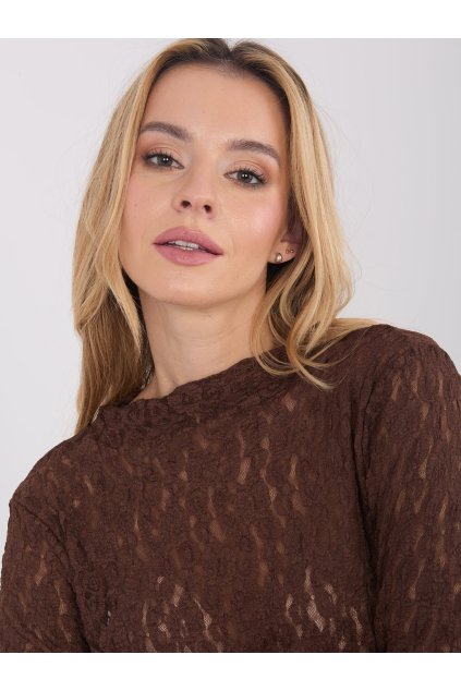 Dámska blúzka s čipkou hnedá IT-BZ-9962.98 (Farba Hnedá, Veľkosť ONE SIZE)