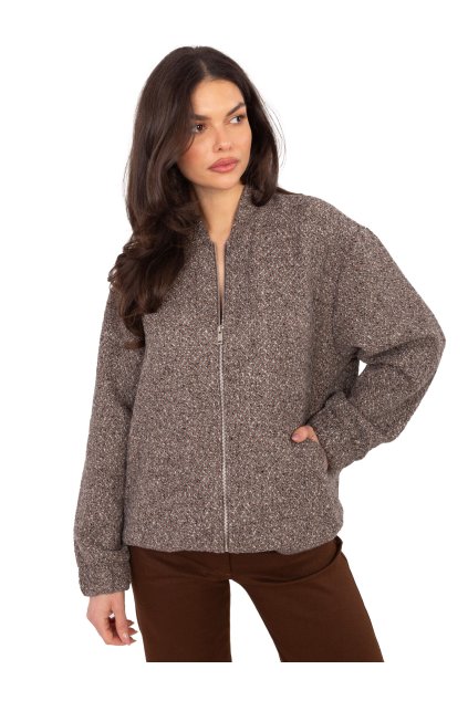 Dámska tmavo-béžová športová mikina prechodná LK-BL-510134.08P (Farba Tmavo-béžová, Veľkosť S/M)