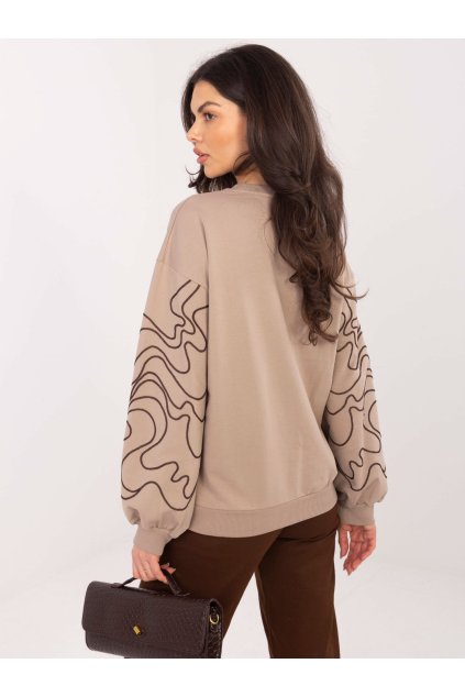 Dámska blúzka bez kapucne tmavo-béžová RV-BZ-A176.56 (Farba Tmavo-béžová, Veľkosť ONE SIZE)