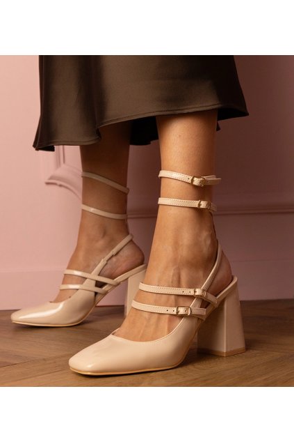 Dámske topánky lodičky hnedé kód H10045 - GM H10045 Béžové 38 - GM (Veľkosť 38)