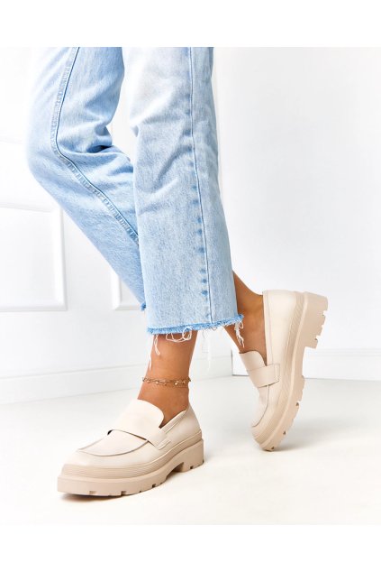 Béžové mokasíny z ekokože Seraphin MP405 Béžové 38 - GM (Veľkosť 38)