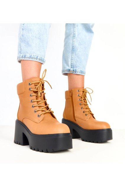 Dámske členkové topánky hnedé kód 6619 - GM 6619-2 CAMEL 38 - GM (Veľkosť 37)