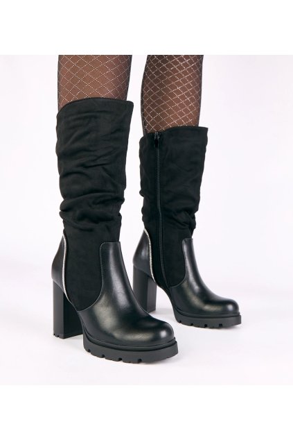 Dámske topánky čižmy čierne kód F6290 - GM F6290 BLACK 38 - GM (Veľkosť 38)