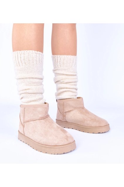 Béžové zateplené snehule s kožúškom Roelle YZ-061 KHAKI 38 - GM (Veľkosť 39)