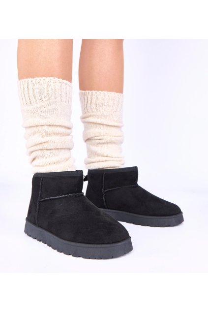 Čierne zateplené snehule s kožušinkou Roelle YZ-061 BLACK 38 - GM (Veľkosť 40)