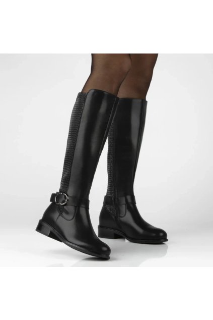 Dámske topánky čižmy čierne kód DKZ7437/25 - GM DKZ7437/25 BLACK 38 - GM (Veľkosť 38)