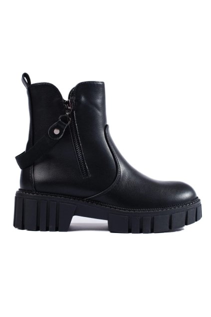 Čierne dámske členkové topánky workery na nízkej podrážke Sergio leone kod CCC -1- TR888B.PU (Veľkosť 36)